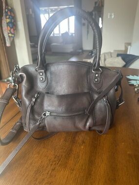 Free People Dark Brown Leather Hobo Satchel